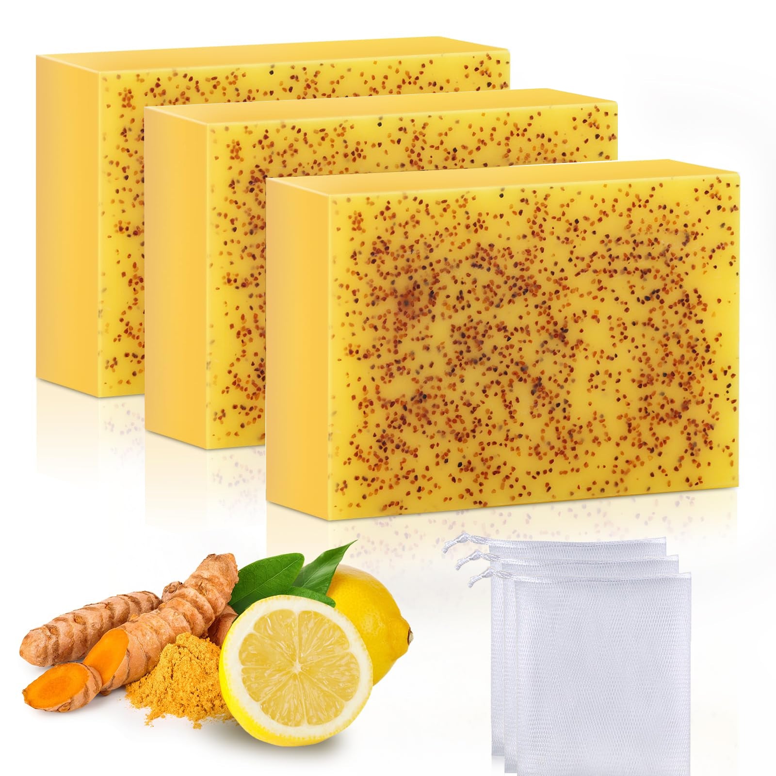 [ Free shopping ] 1/3Pcs Lemon & Turmeric Soap Bar for Dark Spots, Powered by Kojic Acid & Vitamin C for Face/Body