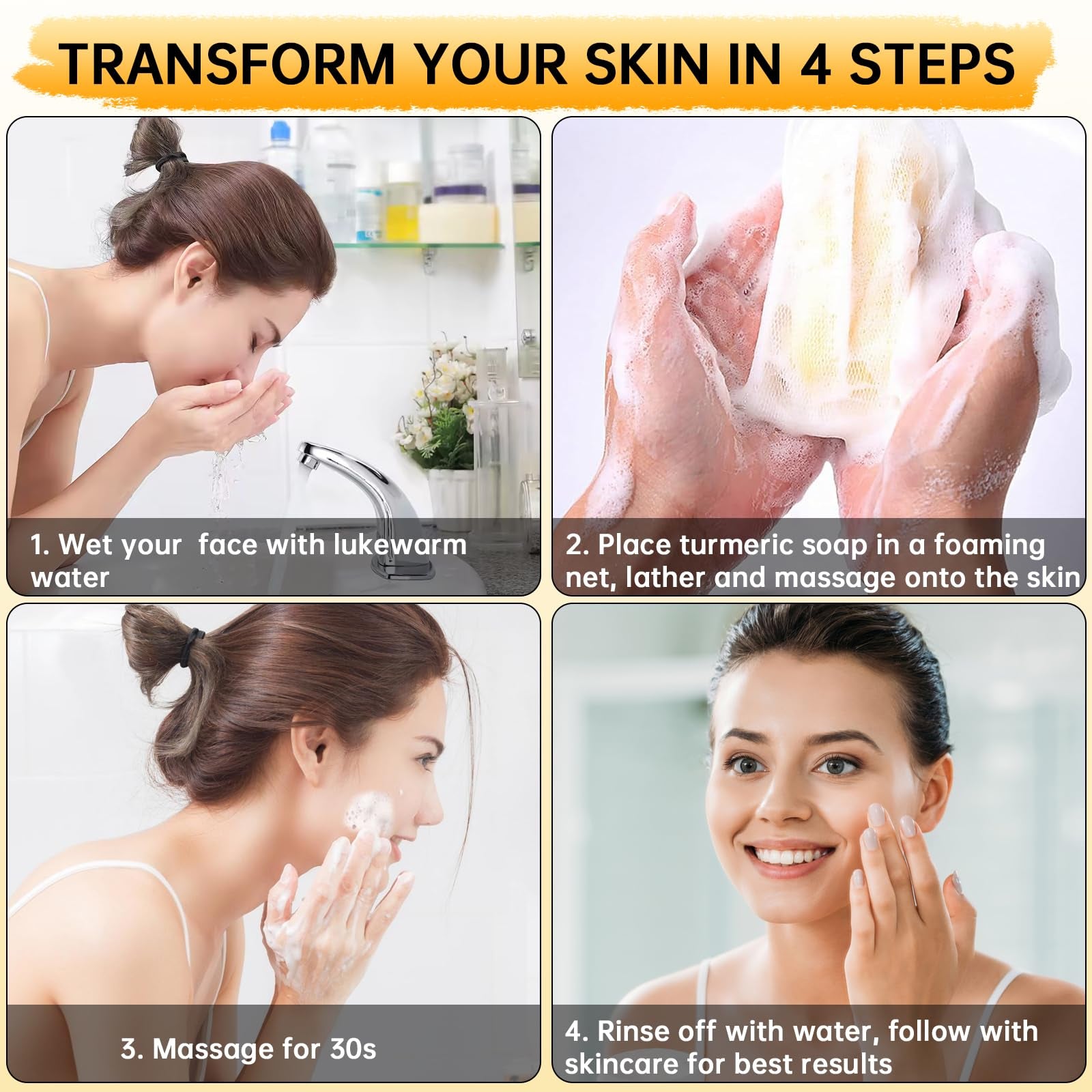 [ Free shopping ] 1/3Pcs Lemon & Turmeric Soap Bar for Dark Spots, Powered by Kojic Acid & Vitamin C for Face/Body