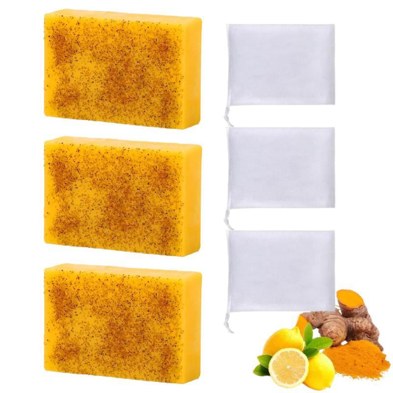 [ Free shopping ] 1/3Pcs Lemon & Turmeric Soap Bar for Dark Spots, Powered by Kojic Acid & Vitamin C for Face/Body